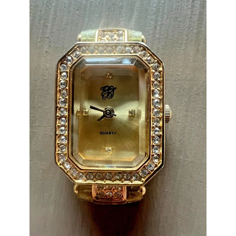 Elizabeth Taylor Vintage Watch Face Only‎ Rhinestone Bezel Gold Tone Hollywood